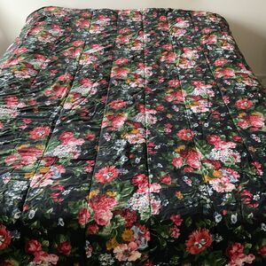 VTG Ralph Lauren Isadora Cossette Comforter Full/Queen Black Floral Cottage Core
